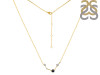 Aries Zodiac Star Constellation Black Tourmaline & White Topaz Necklace BLS-RDN-488.