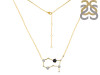 Gemini Zodiac Star Constellation Black Tourmaline & White Topaz Necklace BLS-RDN-490.