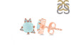Blue Chalcedony & White Topaz Stud Earring BLX-RDE-1260.