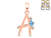 Blue Topaz & White Topaz Alphabet A Pendant BTZ-RDA-1.