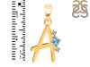 Blue Topaz & White Topaz Alphabet A Pendant BTZ-RDA-1.