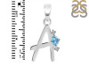 Blue Topaz & White Topaz Alphabet A Pendant BTZ-RDA-1.