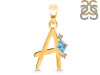 Blue Topaz & White Topaz Alphabet A Pendant BTZ-RDA-1.