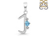 Blue Topaz & White Topaz Alphabet J Pendant BTZ-RDA-10.