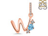Blue Topaz & White Topaz Alphabet W Pendant BTZ-RDA-101.