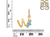 Blue Topaz & White Topaz Alphabet W Pendant BTZ-RDA-101.