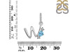 Blue Topaz & White Topaz Alphabet W Pendant BTZ-RDA-101.