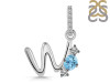 Blue Topaz & White Topaz Alphabet W Pendant BTZ-RDA-101.