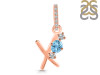 Blue Topaz & White Topaz Alphabet X Pendant BTZ-RDA-102.