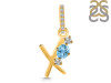 Blue Topaz & White Topaz Alphabet X Pendant BTZ-RDA-102.