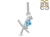 Blue Topaz & White Topaz Alphabet X Pendant BTZ-RDA-102.