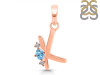 Blue Topaz & White Topaz Alphabet K Pendant BTZ-RDA-11.