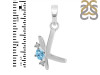 Blue Topaz & White Topaz Alphabet K Pendant BTZ-RDA-11.