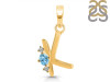 Blue Topaz & White Topaz Alphabet K Pendant BTZ-RDA-11.