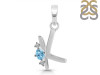 Blue Topaz & White Topaz Alphabet K Pendant BTZ-RDA-11.