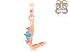 Blue Topaz & White Topaz Alphabet L Pendant BTZ-RDA-12.