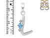 Blue Topaz & White Topaz Alphabet L Pendant BTZ-RDA-12.
