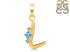 Blue Topaz & White Topaz Alphabet L Pendant BTZ-RDA-12.