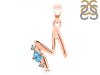 Blue Topaz & White Topaz Alphabet M Pendant BTZ-RDA-13.