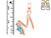 Blue Topaz & White Topaz Alphabet M Pendant BTZ-RDA-13.