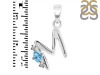 Blue Topaz & White Topaz Alphabet M Pendant BTZ-RDA-13.