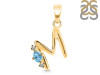 Blue Topaz & White Topaz Alphabet M Pendant BTZ-RDA-13.