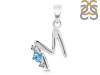 Blue Topaz & White Topaz Alphabet M Pendant BTZ-RDA-13.