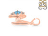 Blue Topaz & White Topaz Alphabet M Pendant BTZ-RDA-13.
