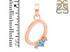 Blue Topaz & White Topaz Alphabet O Pendant BTZ-RDA-15.