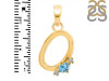 Blue Topaz & White Topaz Alphabet O Pendant BTZ-RDA-15.