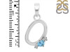 Blue Topaz & White Topaz Alphabet O Pendant BTZ-RDA-15.