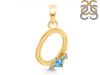 Blue Topaz & White Topaz Alphabet O Pendant BTZ-RDA-15.