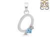 Blue Topaz & White Topaz Alphabet O Pendant BTZ-RDA-15.