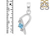 Blue Topaz & White Topaz Alphabet P Pendant BTZ-RDA-16.