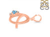 Blue Topaz & White Topaz Alphabet Q Pendant BTZ-RDA-17.