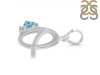 Blue Topaz & White Topaz Alphabet Q Pendant BTZ-RDA-17.