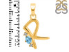 Blue Topaz & White Topaz Alphabet R Pendant BTZ-RDA-18.