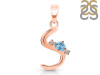 Blue Topaz & White Topaz Alphabet S Pendant BTZ-RDA-19.