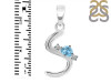 Blue Topaz & White Topaz Alphabet S Pendant BTZ-RDA-19.