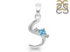 Blue Topaz & White Topaz Alphabet S Pendant BTZ-RDA-19.