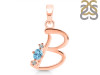Blue Topaz & White Topaz Alphabet B Pendant BTZ-RDA-2.