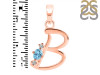 Blue Topaz & White Topaz Alphabet B Pendant BTZ-RDA-2.