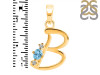 Blue Topaz & White Topaz Alphabet B Pendant BTZ-RDA-2.