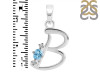 Blue Topaz & White Topaz Alphabet B Pendant BTZ-RDA-2.
