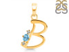 Blue Topaz & White Topaz Alphabet B Pendant BTZ-RDA-2.