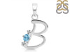 Blue Topaz & White Topaz Alphabet B Pendant BTZ-RDA-2.