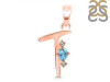 Blue Topaz & White Topaz Alphabet T Pendant BTZ-RDA-20.