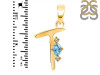 Blue Topaz & White Topaz Alphabet T Pendant BTZ-RDA-20.