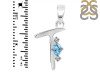 Blue Topaz & White Topaz Alphabet T Pendant BTZ-RDA-20.