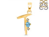 Blue Topaz & White Topaz Alphabet T Pendant BTZ-RDA-20.